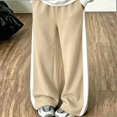 thumbnail image 2 of HAOTAGS Girls Sweatpants (5-15) Wide Leg Elastic Waist Pockets Side Stripe Track Pants Beige Size 14, 2 of 9