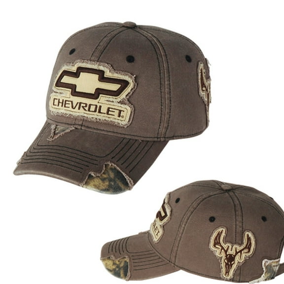 Chevrolet Bowtie Frayed Patch Camo Buck Brown Hat - Adult