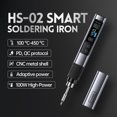 thumbnail image 2 of FNIRSI HS-02B 100W Smart Soldering Iron Kit with 0.96" HD Color Screen, 100-450°C Adjustable Temperature, Ergonomic Grip, PD/QC Protocol Support, 3 Soldering Tips, C2C Cable - US Plug (90W), 2 of 7