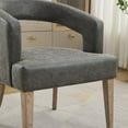 thumbnail image 5 of 25.79" Wide Modern Barrel Open Back Upholstered Accent Chair with Weathered Solid Wood Legs Dining Chairs for Dining Room, Club, Kitchen and Living Room.Gray PU, 5 of 7