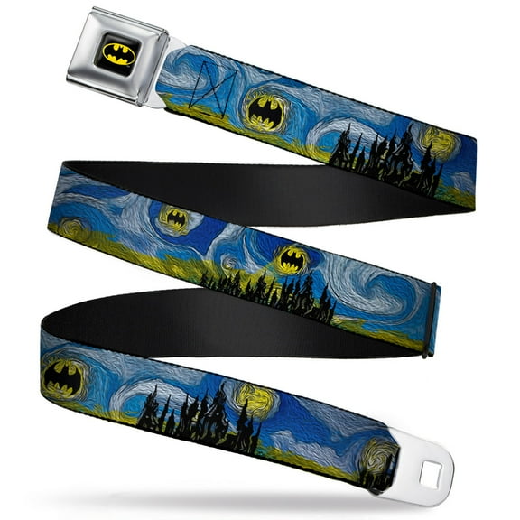 DC Comics Belt, Seatbelt Buckle Belt, Batman Dark Starry Night, 34 to 52 Inches