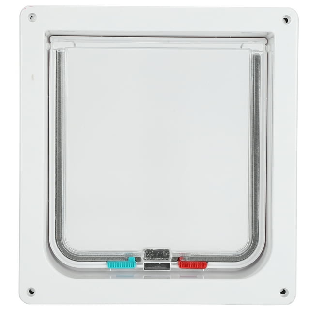 Porte pour Animal en Plastique, Porte à Rabat pour Chat à Verrouillage 4 Sens pour Portes Intérieures et Extérieures, Porte pour Animal Résistante aux Intempéries, Porte Rabattable pour Chat en Plastique avec Vis pour la Maison pour l'Intérieur et l'Extérieur