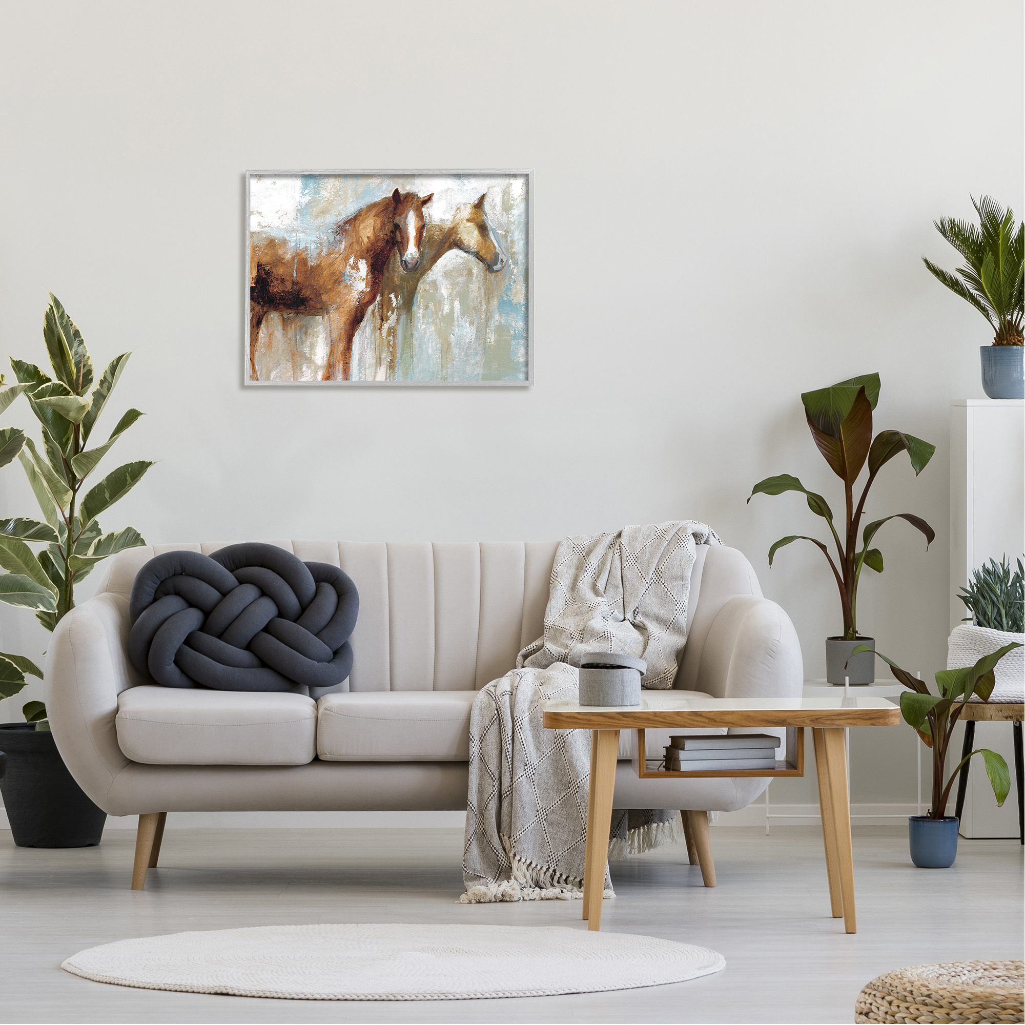 Stupell Industries Layered Abstract Horses Foals Farm Animal Painting Framed Wall Art, 30 x 24, Design by White Ladder