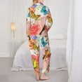 thumbnail image 5 of Disketp Pajamas Set Long Sleeve Sleepwear Womens Button Down Nightwear Pj Sets-Flowers And Birds Watercolor, 5 of 9