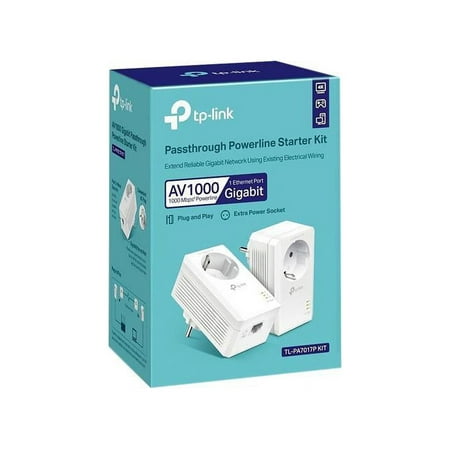UPC: 0845973089078 | TP-Link AV1000 Powerline Ethernet Adapter (TL-PA7017P KIT) – Gigabit Port  Plug and Play  Extra Power Socket for Additional Devices  Ideal for Smart TV
