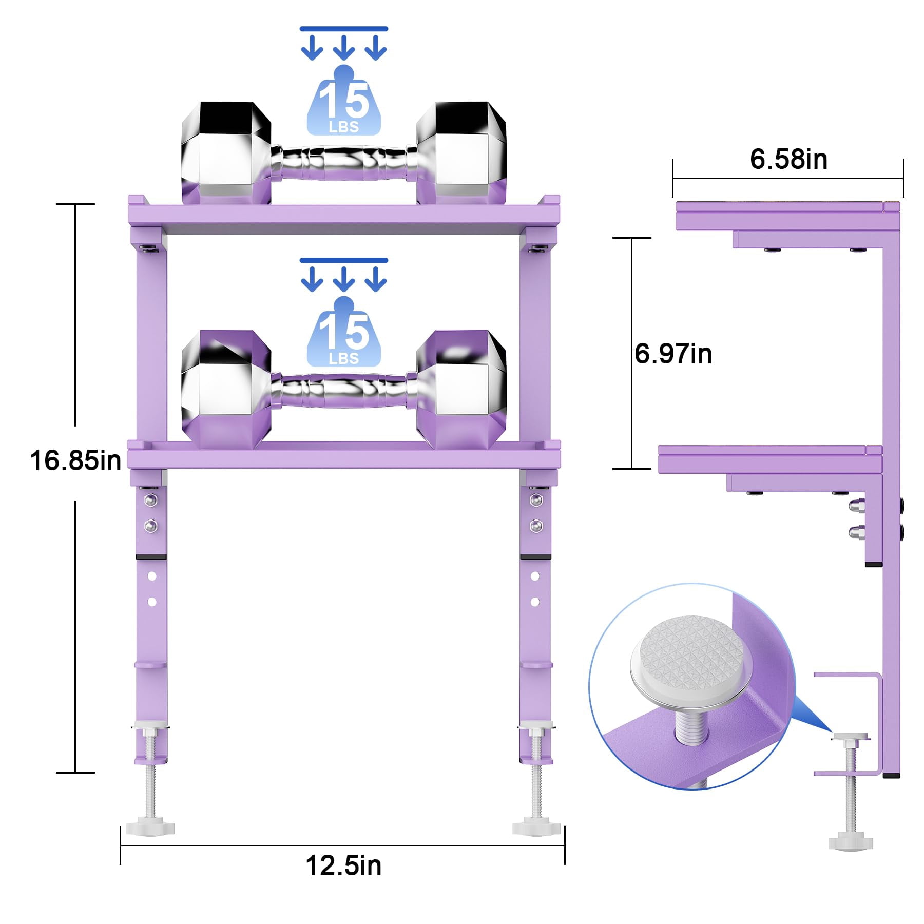2-tier Desk Shelf  Expandable Under Storage Clamp On Desktop Accessories For Offices Study Rooms And Game (purple)