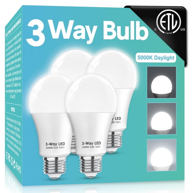 Bombillas LED Gonhom de 3 vías, luz diurna blanca, 5000 K, paquete de 4