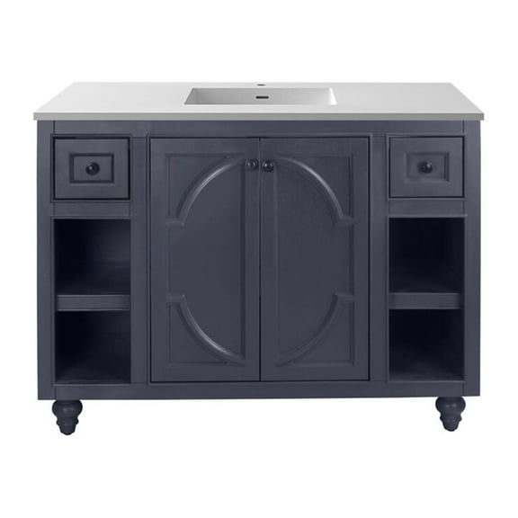 Laviva 313613-48G-MW 48" Maple Grey Vanity   Matte White Stone Solid Surface Top