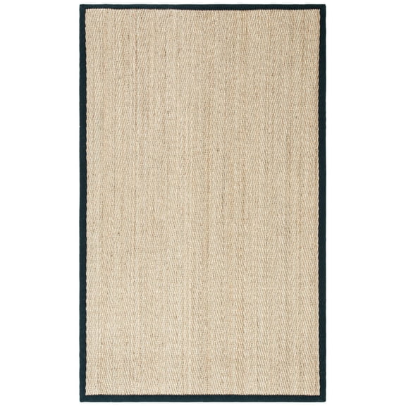SAFAVIEH Natural Fiber Maisy Solid Area Rug, Natural/Black, 5' x 8'