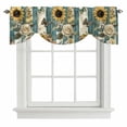 thumbnail image 2 of Sunflower Butterfly Tie Up Valances Curtain, Adjustable Kitchen Vintage Rose Blue White Stripe Retro Valances for Windows Decor, Rod Pocket Short Curtains Set for Bedroom/Bathroom, 60"x18", 2 of 9