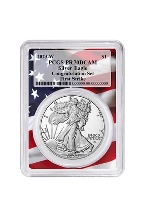 2023-W Proof $1 American Silver Eagle Congratulations Set PCGS PR70DCAM FS Flag Frame
