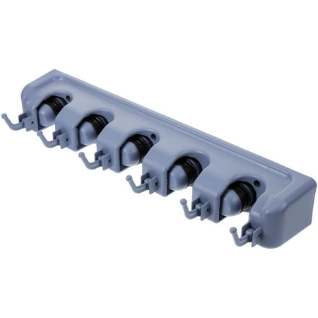 

Multifunction Wall Mounted 5 Position 6 Hooks Bathroom Mop Broom Rack Holder Hanger Organizer (Grey)
