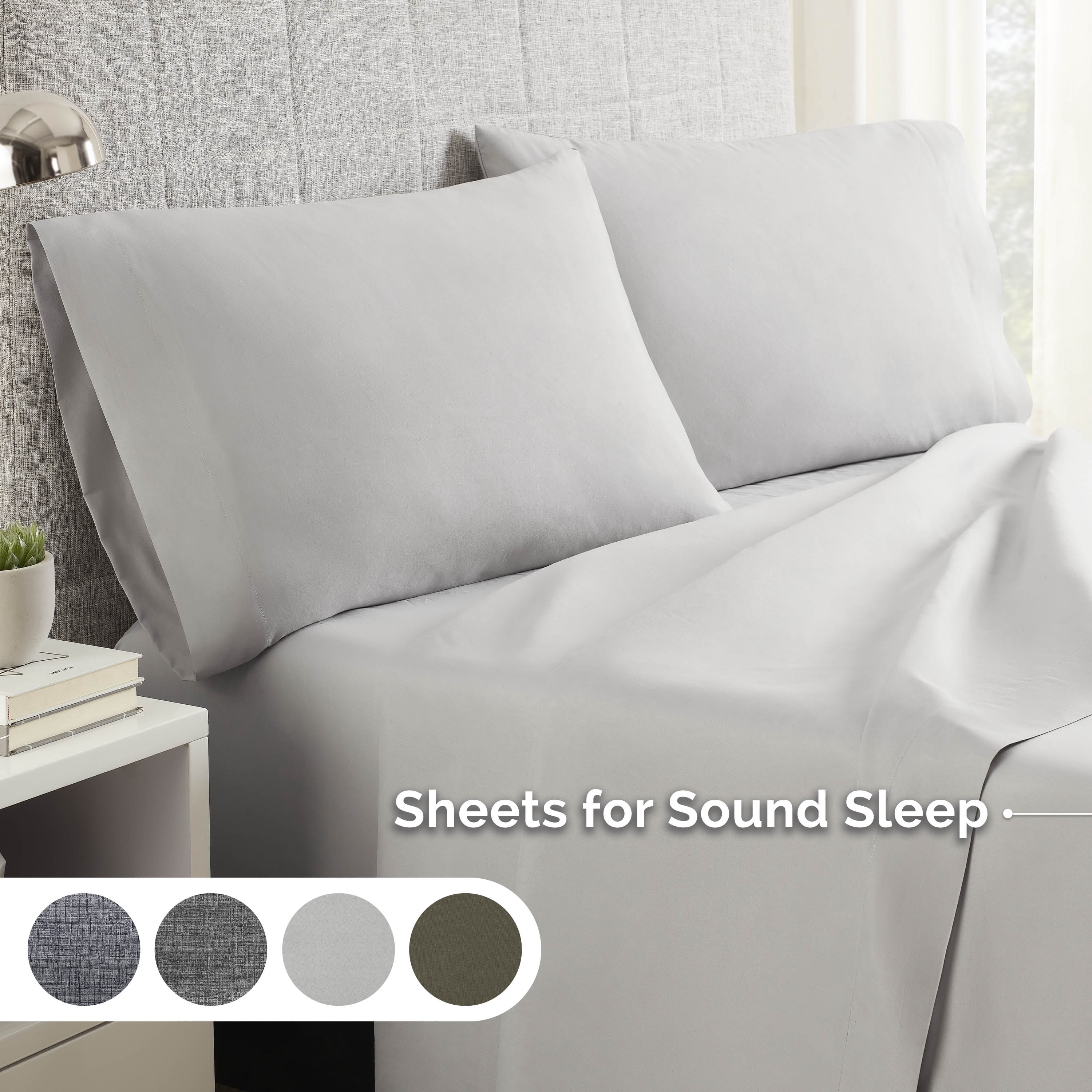 Martex Easy Living 4-Piece Queen Microfiber Sheet Set | Brushed Soft Easy Care | Light Gray
