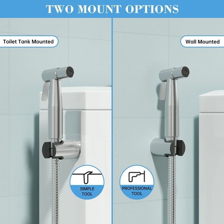 Modern Handheld Bidet Toilet Sprayer Set, Stainless Steel, Easy to Install  Toilet Paper Alternative, With Flow Control Valve (Minimalist)