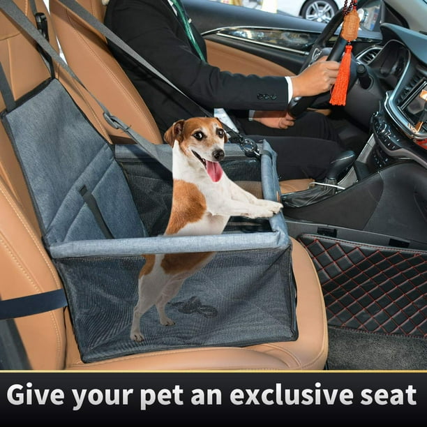 IGUOHAO Dog Car Seat Puppy Portable Pet Booster Car Seat with Clip On Safety Leash and PVC Support Pipe Anti Collapse Perfect for Small Pets
