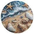 thumbnail image 3 of Beach Seashell Starfish Round Small Area Rug, Print Non Slip Washable Floor Mat, Soft Throw Rug for Living Room, Powder Room Entryway, Bathroom, Bedside, 3 of 6