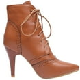thumbnail image 6 of Leozcaa Women's Ankle Boots Stiletto High Heel Pointed Toe Short Lace up Leather Casual Dress Boots, 6 of 8
