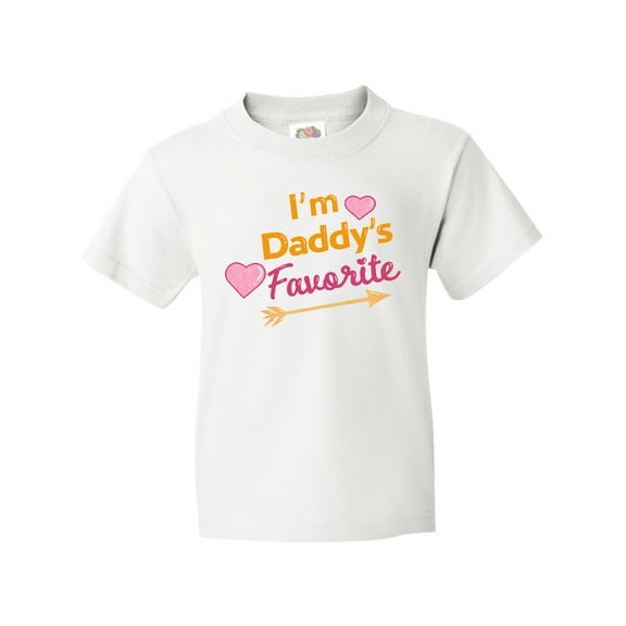 Inktastic I'm Daddy's Favorite with Arrow and Hearts in Pink Youth T-Shirt