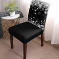 thumbnail image 2 of Chair Covers for Dining Room Set of 4,Winter Christmas Snowflakes Stretch Seat Protector Removable Washable Chairs Slipcovers for Kitchen Banquet Wedding Hotel,Black and White, 2 of 6