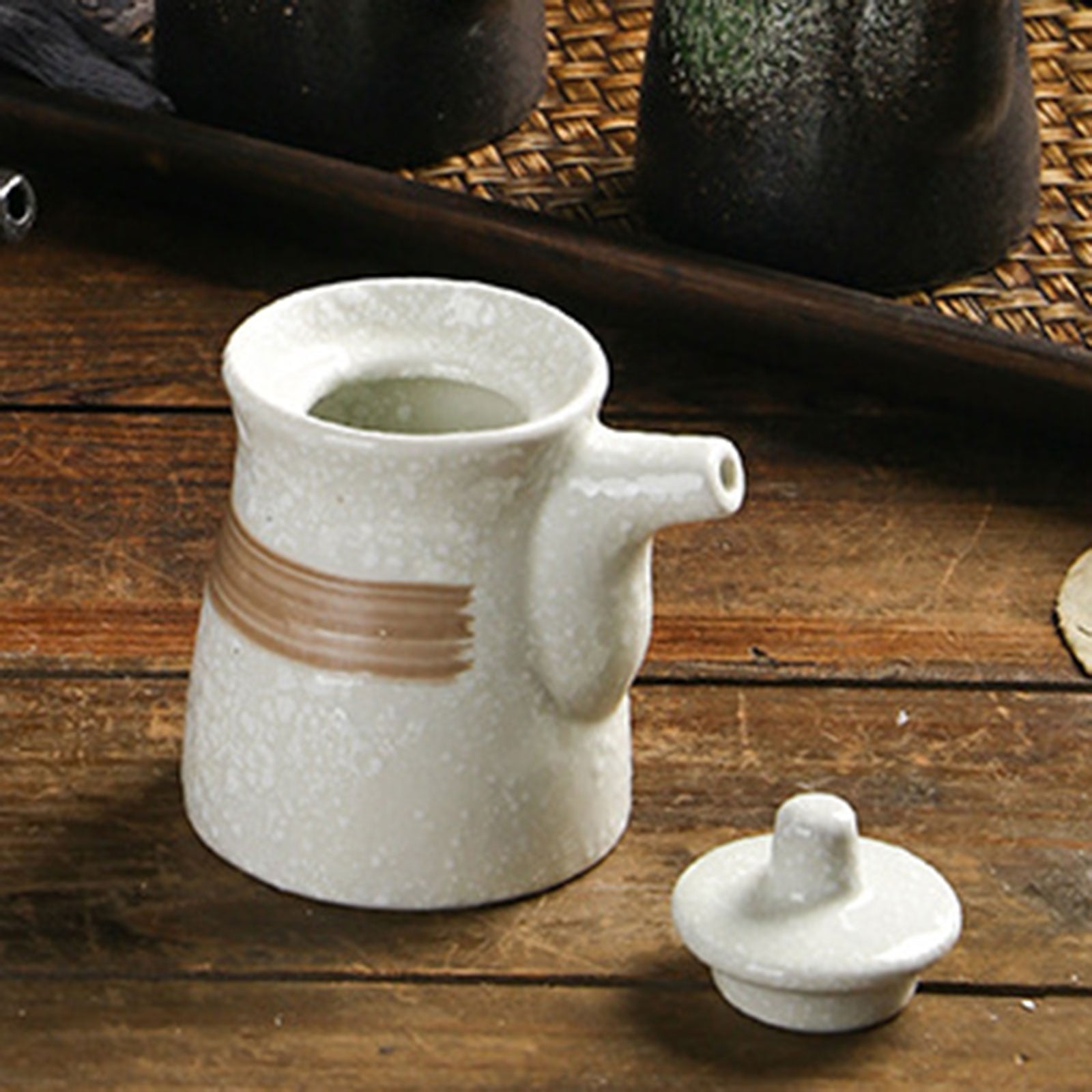 Storage Tank Maple Syrup Dispenser, Refillable Oil, Vinegar, Coffee Syrups Ceramic Japanese Storage Container for Restaurant Home