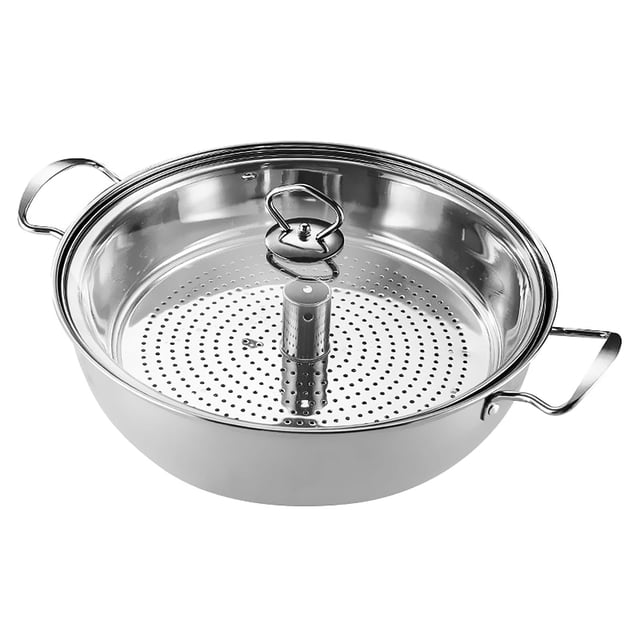 S SERENABLE Steam Pot Stainless Steel Cooker Steaming Pot for Vegetable Dumpling Sauce