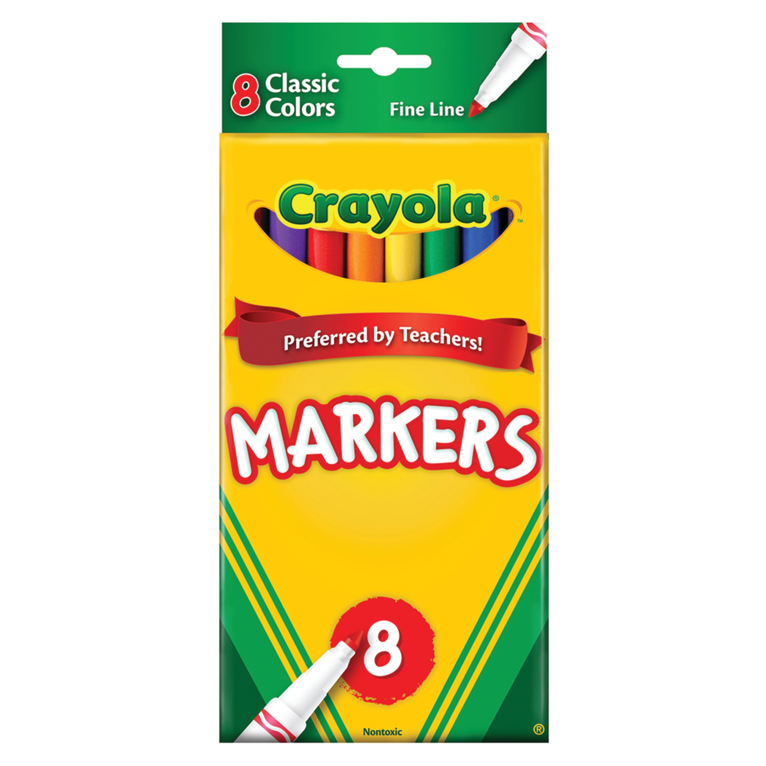 Crayola Classic Thin Line Marker Set, 8Colors