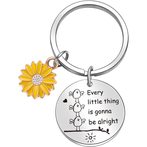 Little Bird Keyring Encouragement Keychain Sunflower Jewelry Daughter Gift Cousin Gift