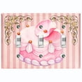 thumbnail image 1 of Metal Light Switch Plate Cover Elegant Pastel Pink Cake Striped Wallpaper CAK047, 1 of 13