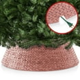 thumbnail image 4 of 42-Inch Water Hyacinth Christmas Tree Collar, Woven Tree Base Cover with Cord Cut Out, Pink, 4 of 7