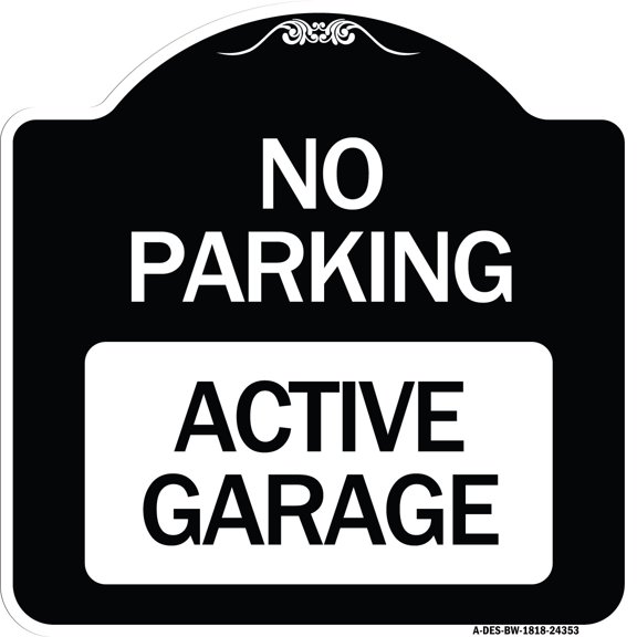 SignMission Designer Series Sign - Active Garage | Black & White 18" X 18" Heavy-Gauge Aluminum Architectural Sign | Protect Your Business & Municipality | Made in the USA