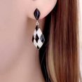 thumbnail image 3 of 1 Pair Women Earrings Contrast Color Rhombus Shape Rhinestone Anti-allergy Drop Earrings for Gift, 3 of 7