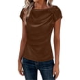 thumbnail image 2 of Haivin Womens Summer Tops 2026 Pleated Round Neck Short Sleeve Shirts Business Casual, 2 of 6