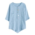 thumbnail image 2 of Mefallenssiah T-Shirt Décontracté Mode pour Femmes Manches Courtes Col en V Chandail en Molleton Blouse, 2 of 4