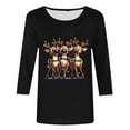 thumbnail image 4 of LiMoi Women's Holiday Reindeer Graphic Blouse 3/4 Sleeve Round Neck Comfort Fit Shirt Tees Tshirts Tops for Women My Items, 4 of 5