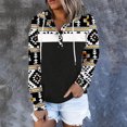 thumbnail image 1 of Puntoco Sudaderas con capucha para mujer, sudadera con capucha azteca para mujer, suéter con estampado geométrico, manga larga, cuello de tortuga, camiseta con cordón, sudaderas con bolsillo Puntoco Puntoco-7888, 1 of 7