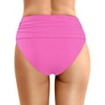 thumbnail image 2 of Women's High Waist Bikini Bottoms, Ruched Design, High Cut, Full Coverage, Nylon-Spandex, for Swimming & Water Activities, 2 of 5