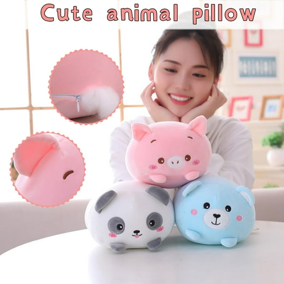 Blukids 8 inch Cute Panda Plush Stuffed Squishy Animal Cylindrical Body Pillow,Super Soft Cartoon Hugging Toy Gifts for Bedding, Kids Sleeping Kawaii Pillow(Black)