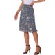 thumbnail image 4 of Faldas midi florales para mujer Inspire Chic, con volantes, cintura alta, fluida, en línea A, con abertura, longitud hasta la rodilla, XL, gris azul, 4 of 6