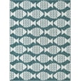 thumbnail image 2 of Unique Loom Outdoor Coastal Collection Area Rug - Pesci (9' x 12' Rectangle Turquoise/Ivory), 2 of 6