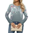 thumbnail image 5 of Fantaslook Women Tunic Tops Casual Long Sleeve Shirts Crew Neck Fall Tops Basic Tees Floral Dressy Blouses, 5 of 8