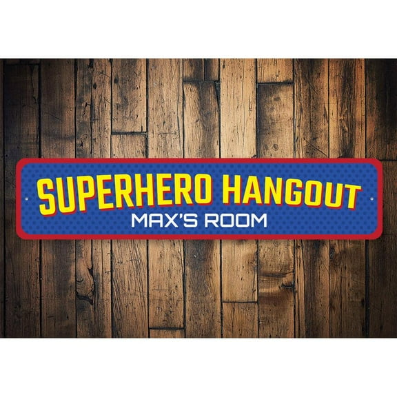 Superhero Hangout Novelty Decor, Metal Wall Sign - 4x18 Inches