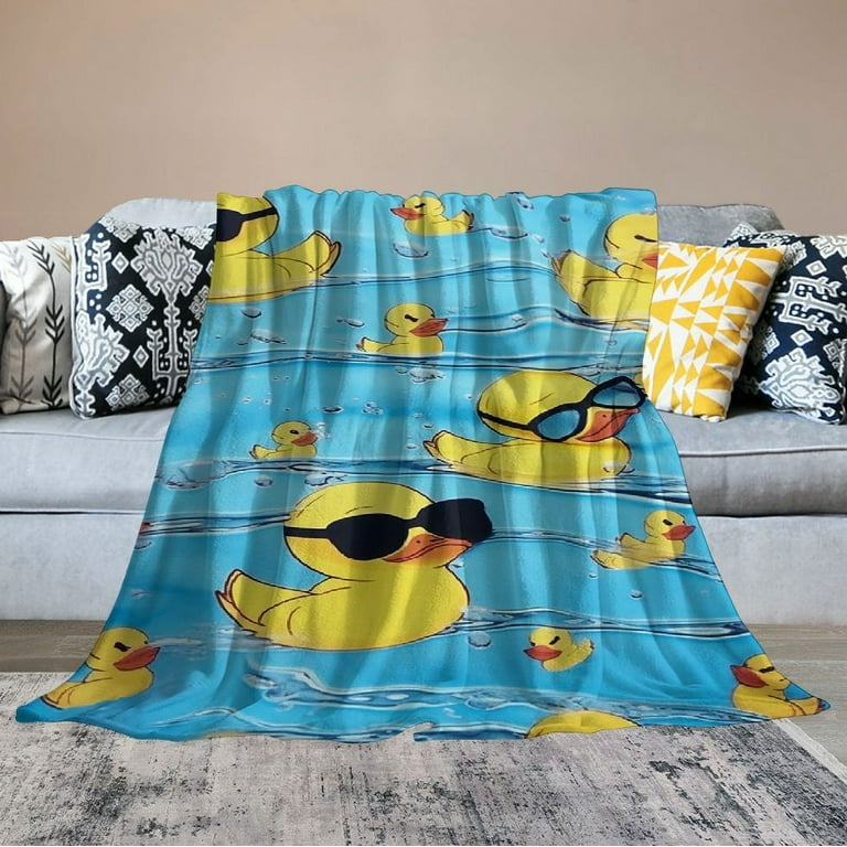 Creowell Duck Throw Blanket Super Soft Adorable Extra Large Rubber Ducky Blanket for Boys Girls Kids and Children Ducky Print Security Blanket