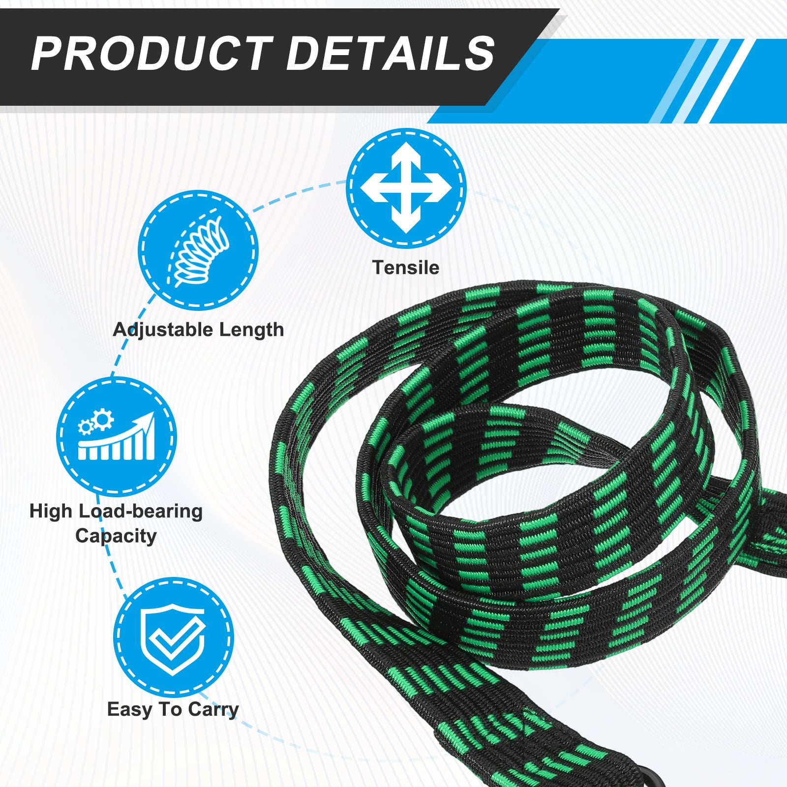 Uxcell 118" Adjustable Bungee Cords with Hook, 2Pcs Heavy Duty Outdoor Elastic Bungee Straps for Securing Luggage Moving Cargo, Green
