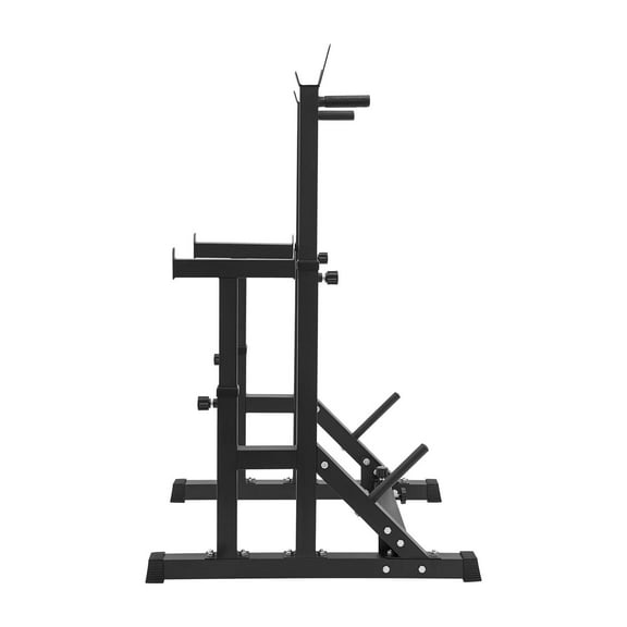 Adjustable Home Gym Power Rack - 550lbs Capacity Squat Stand with Bench Press Bar & Plate Storage, for Strength Training