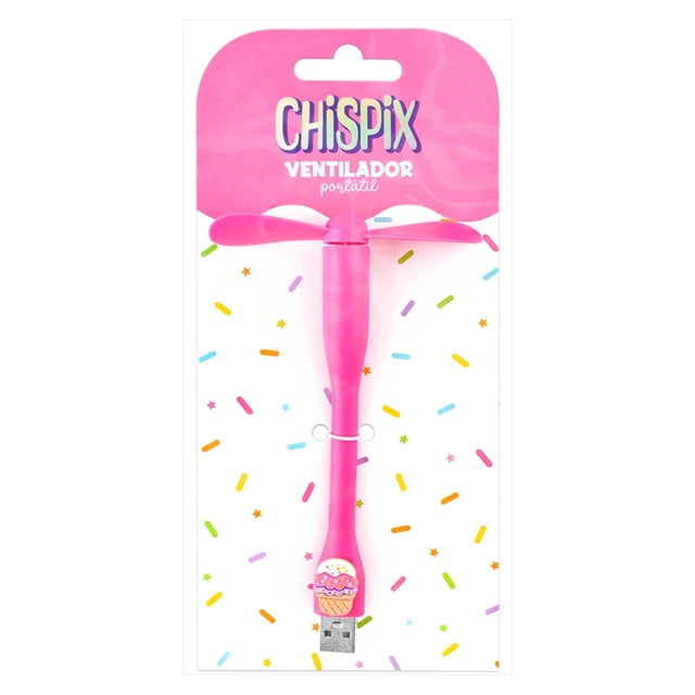Ventilador Portátil Prichos Chispix Color Rosa de Plástico y PVC 1 Pieza