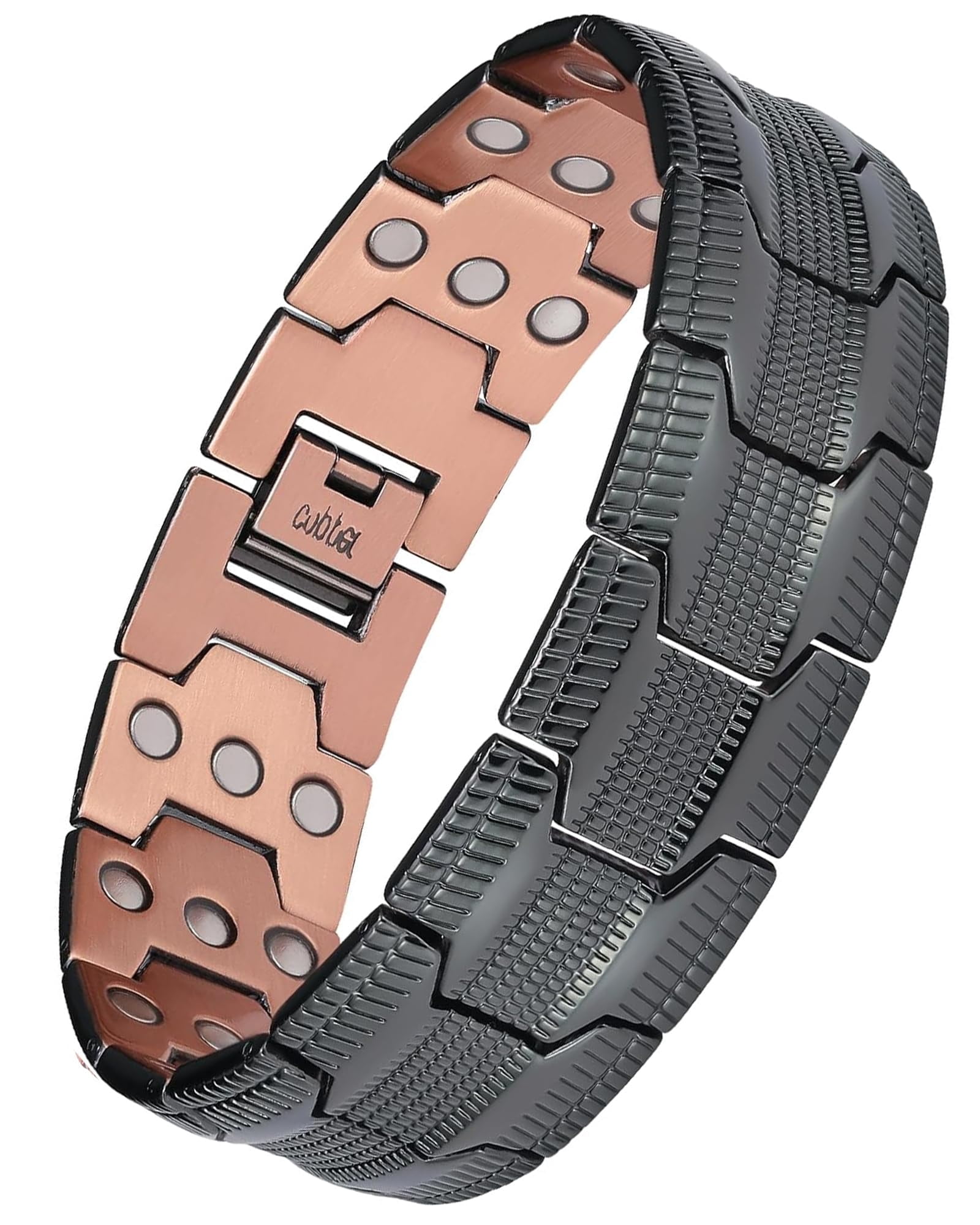 Wollet 3X Black Copper Magnetic Bracelet for Men, Copper Jewelry Gift for Valentine's Day
