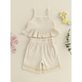 thumbnail image 5 of AceBaby Toddler Baby Girl Summer Outfit,6M-4T Floral Design Ruffled Trim Sleeveless Tank Tops and Tassel Shorts 2Pcs Set, 5 of 9