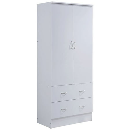 Hodedah 2 Door Armoire With 2 Drawers And Clothing Rod In White