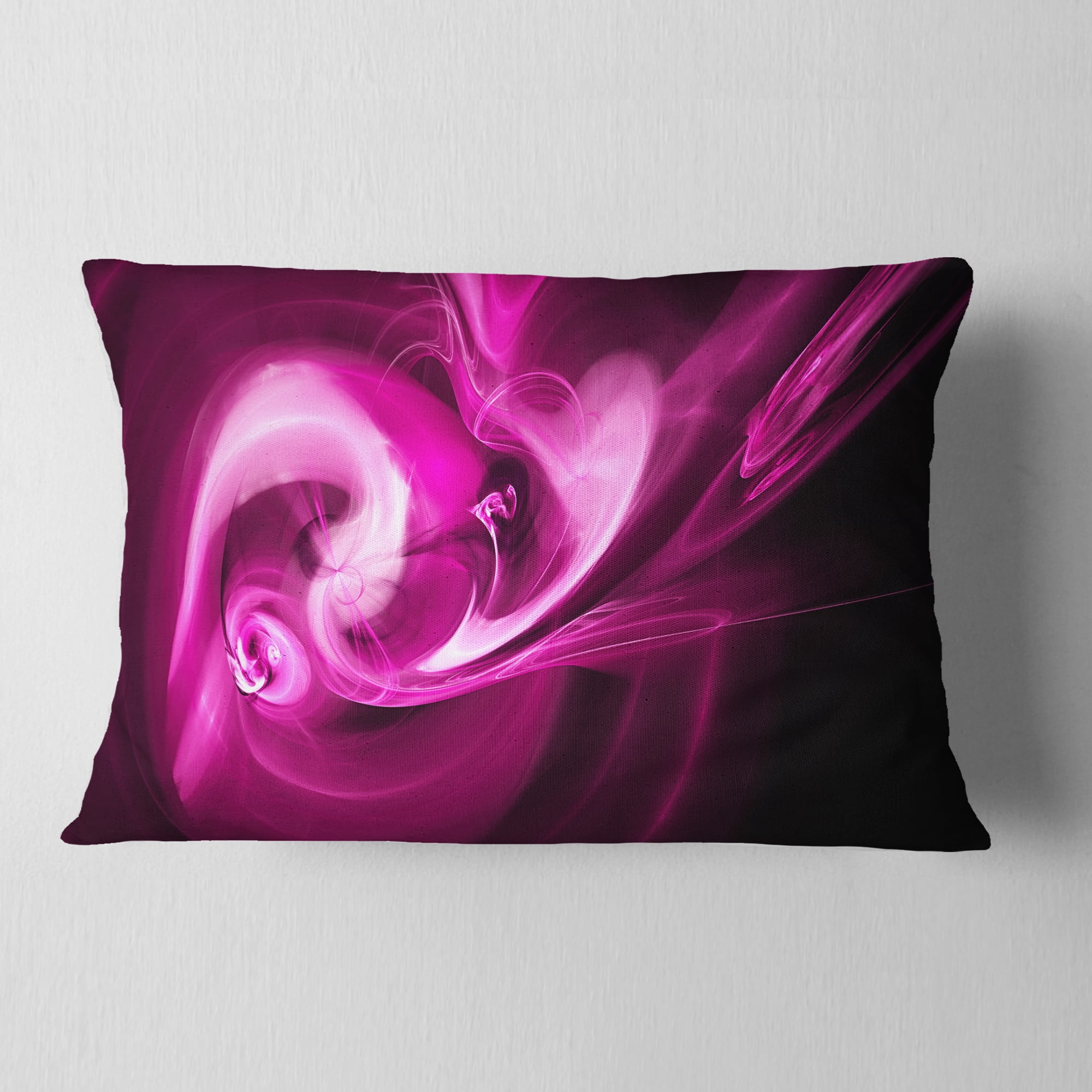 Designart Colored Smoke Spiral Purple - Abstract Throw Pillow - 12x20