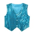 thumbnail image 2 of vastwit Kids Girls Boys Sequins Vest Tops Hip Hop Jazz Dance Sleeveless Button Waistcoat Jacket Light Blue 14-15, 2 of 7